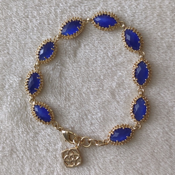 Kendra Scott Jana Bracelet Gold Cobalt Blue EUC - Picture 1 of 9
